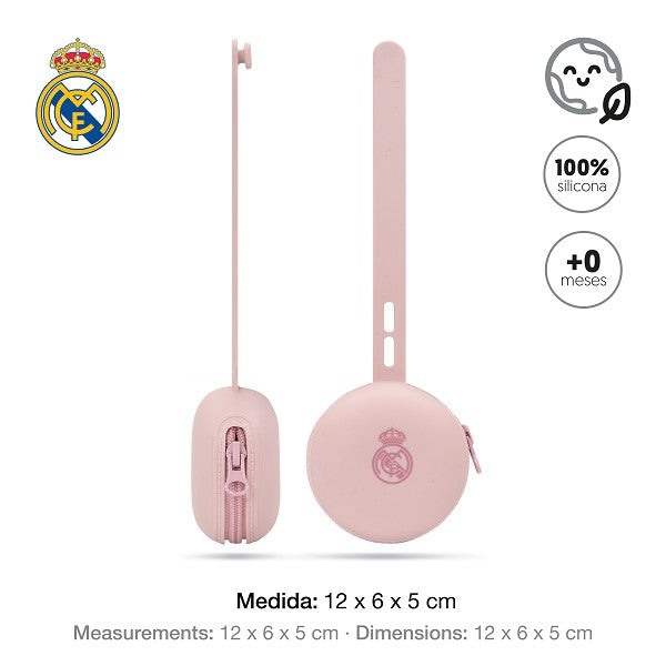Portachupetes de Silicona Real Madrid Rosa
