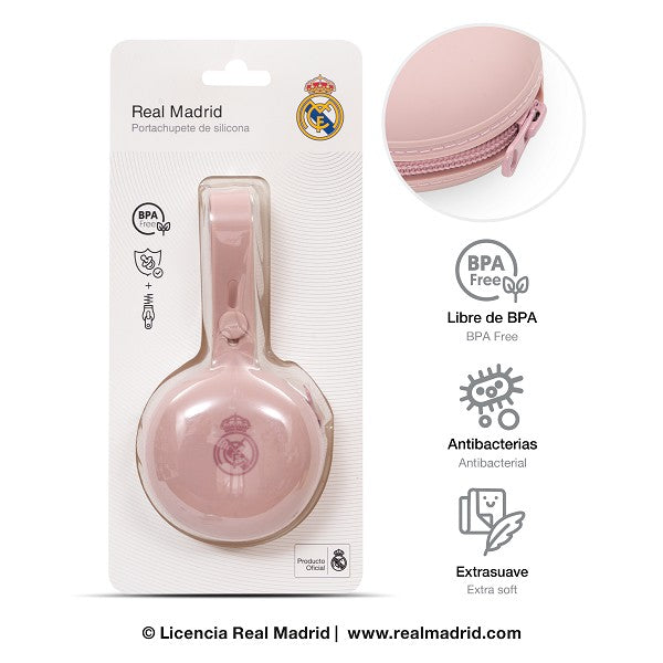 Portachupetes de Silicona Real Madrid Rosa