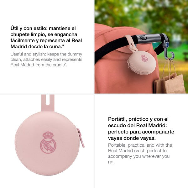 Portachupetes de Silicona Real Madrid Rosa