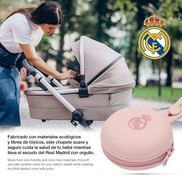 Portachupetes de Silicona Real Madrid Rosa