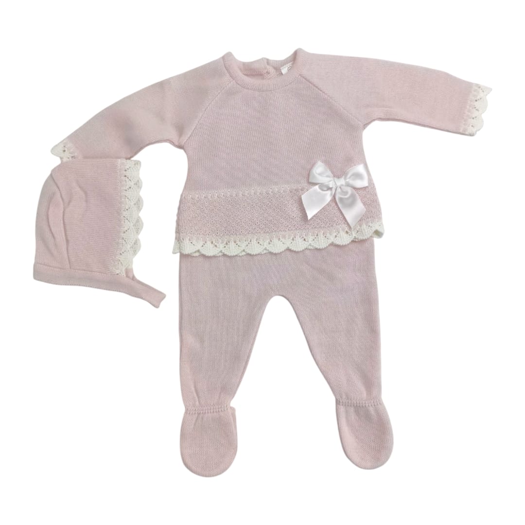 Conjunto Primavera Punto Lazo Rosa