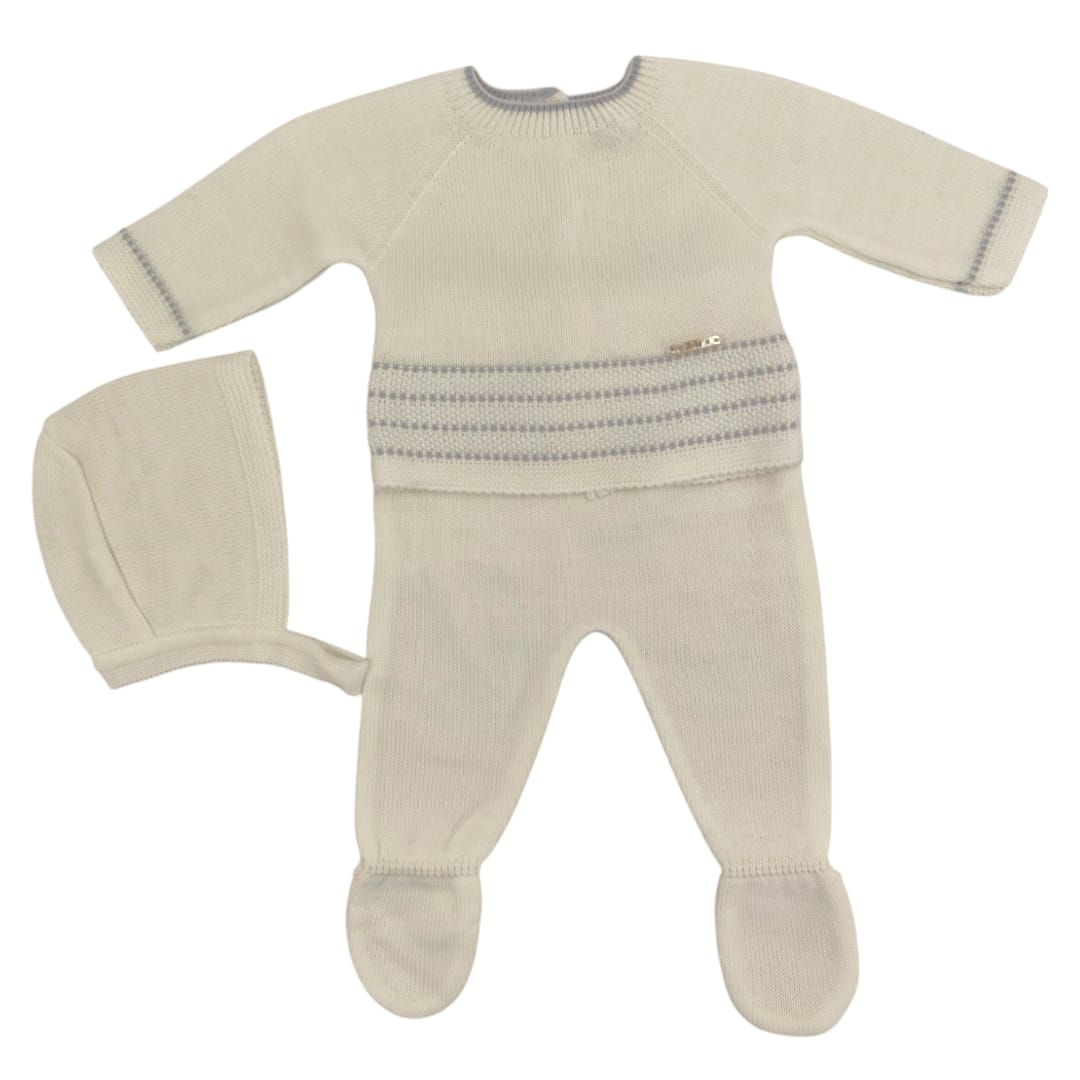 Conjunto Primavera Punto marfil-gris