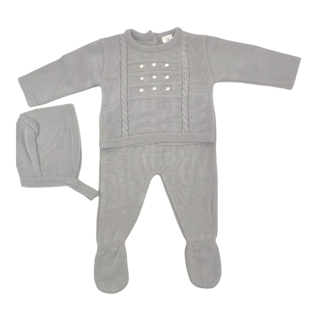 Conjunto Primavera Punto Trenza Gris