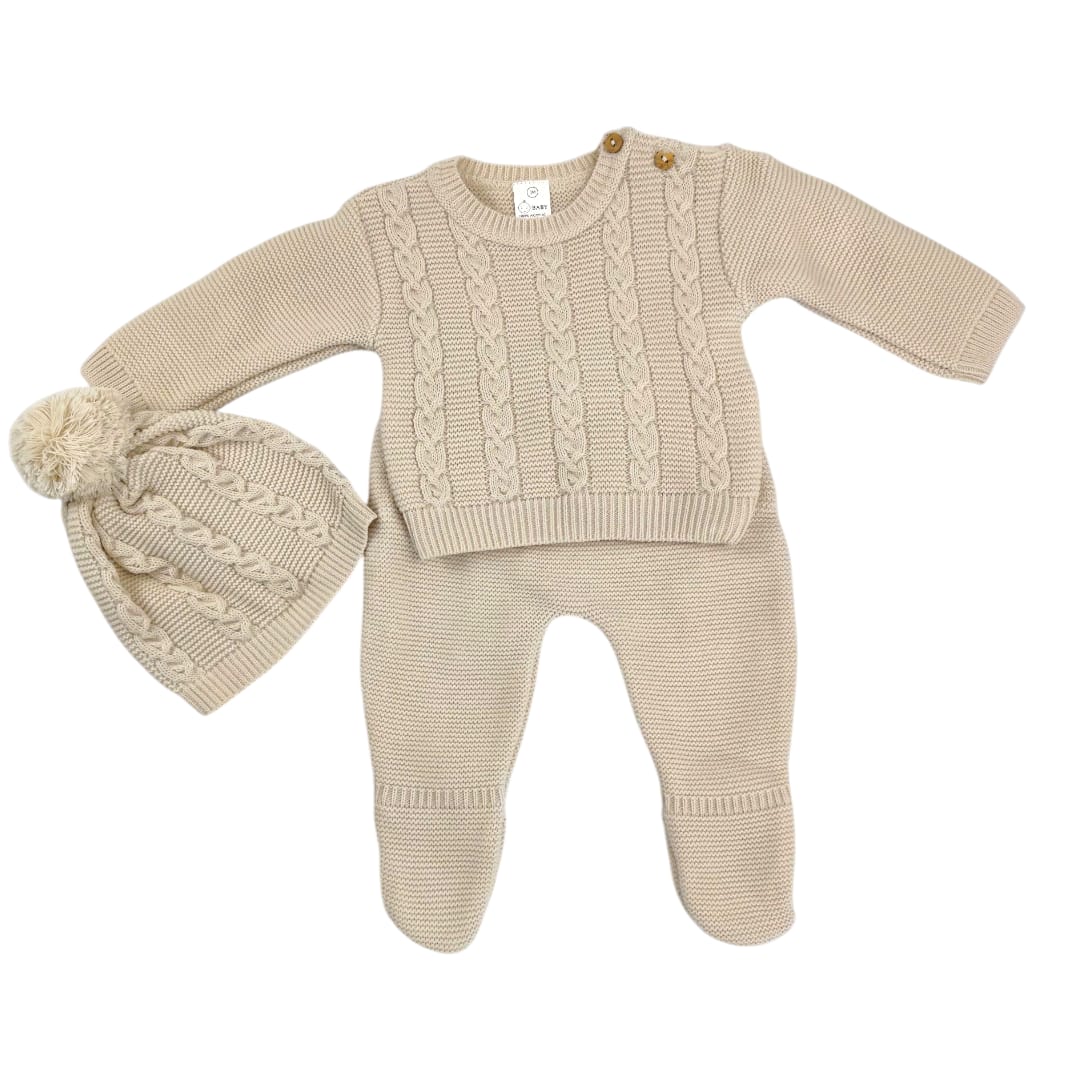 Conjunto de punto trenzado bebé Camel