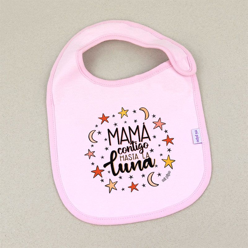 Babero Divertido Mamá contigo hasta la Luna - Mikeko