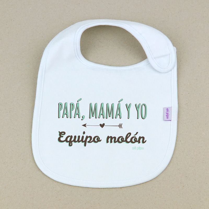 Babero Divertido Papá, Mamá y Yo Equipo molón - Mikeko