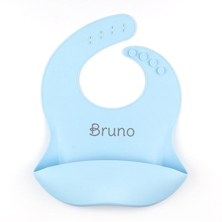 Babero SILICONA Personalizado Nombre, color a elegir - Mikeko