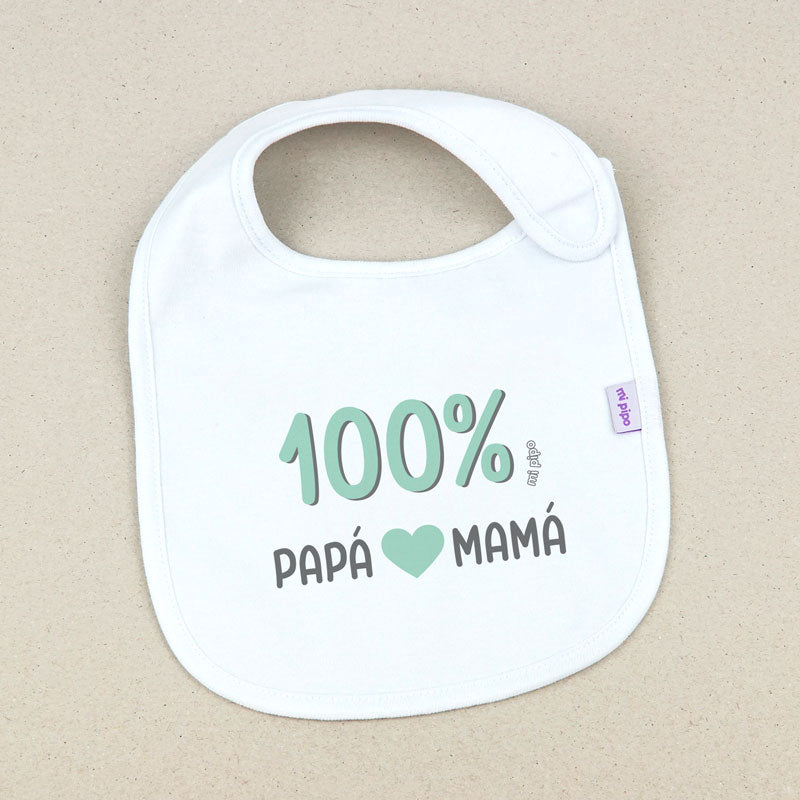 Babero Divertido 100% Papá-Mamá