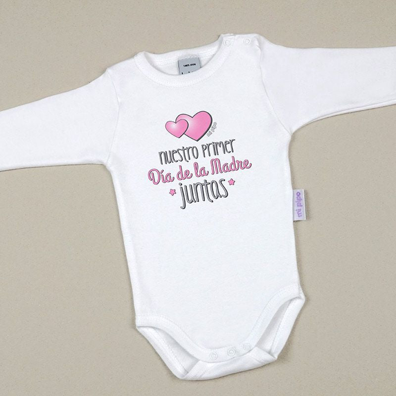 Babidu Body Divertido Nuestro primer día de la Madre juntas Clásico Rosa