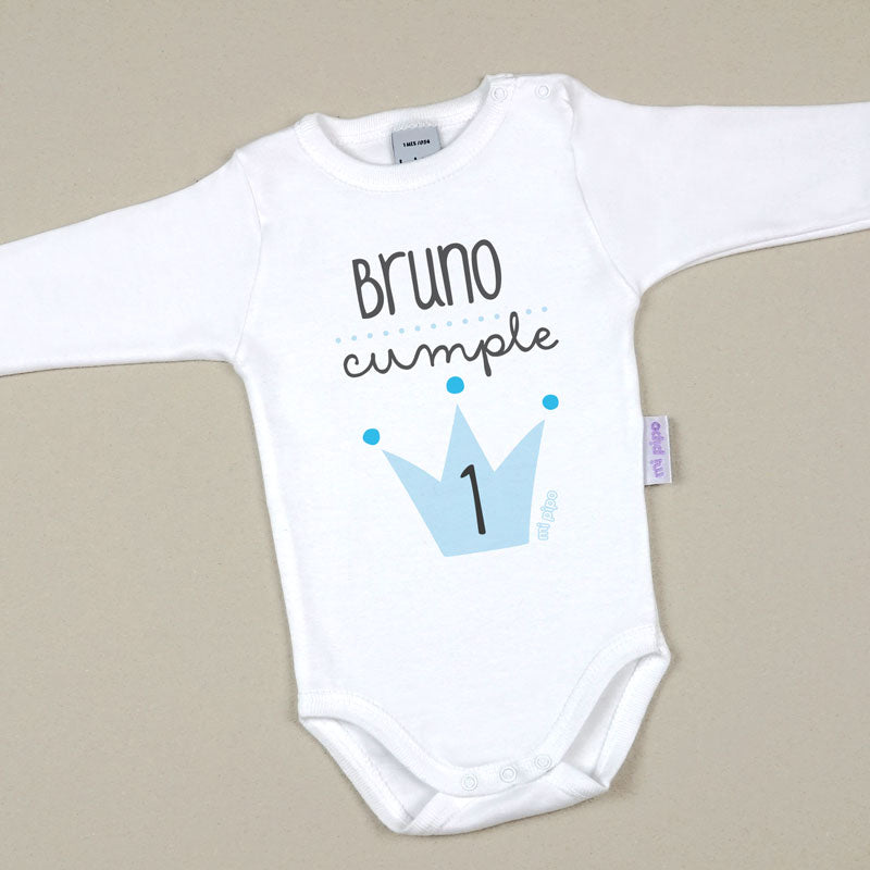 Babidu Body Personalizado Cumpleaños Corona Azul