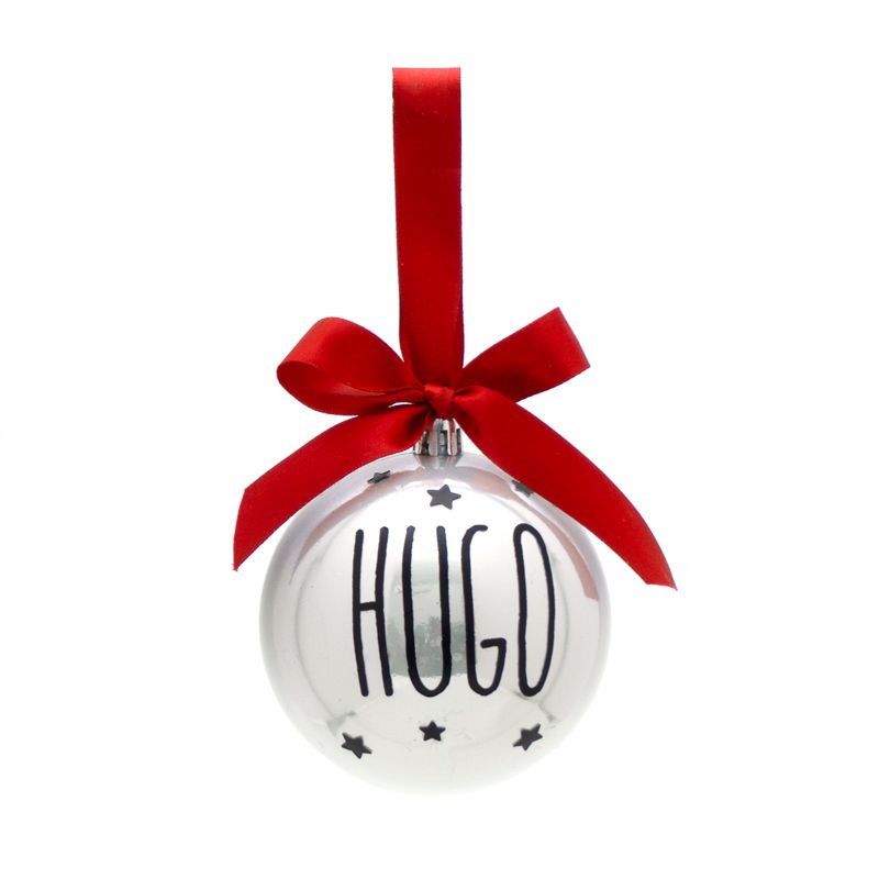 Bola con Lazo Navidad Plata Perla personalizada - Mikeko