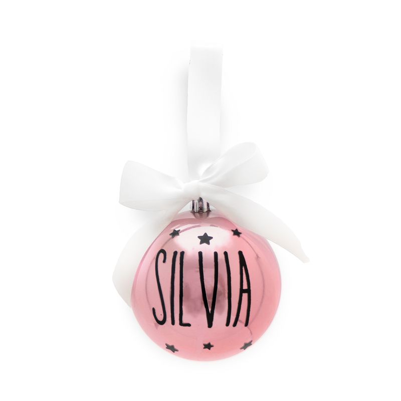 Bola con Lazo Navidad Rosa Perla personalizada - Mikeko