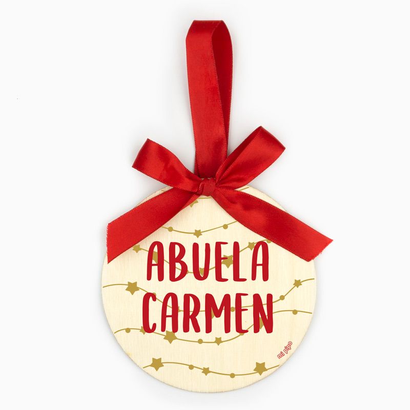 Bola Navidad MADERA Guirnalda Estrellas Personalizada - Mikeko