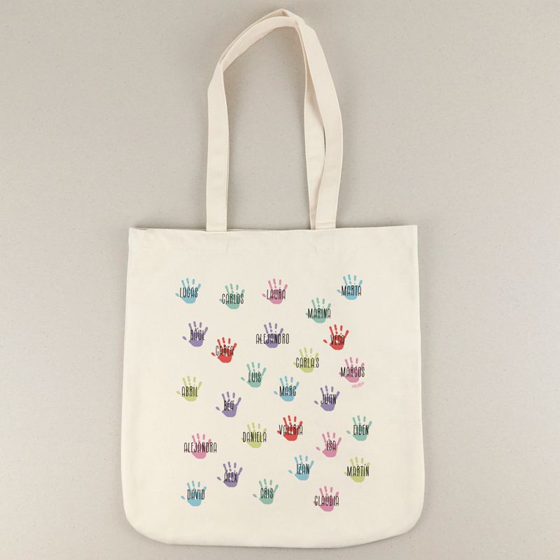 Bolso algodón orgánico personalizado (nombre alumnos) Manitas