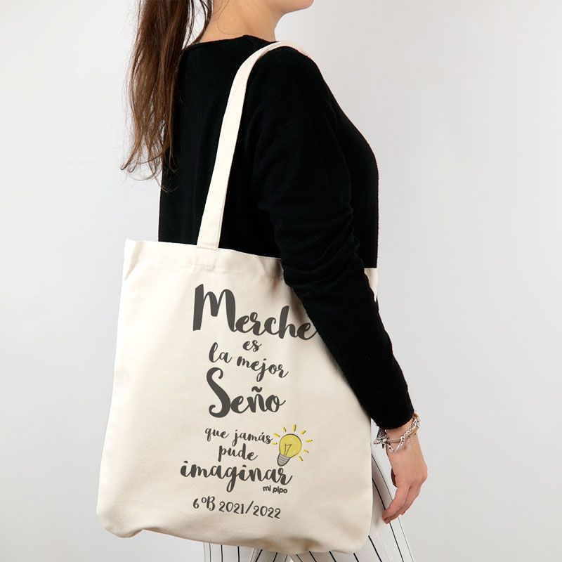 Bolso de Algodón orgánico Personalizado (nombre) Es la Mejor Seño que jamás pude imaginar (texto libre)