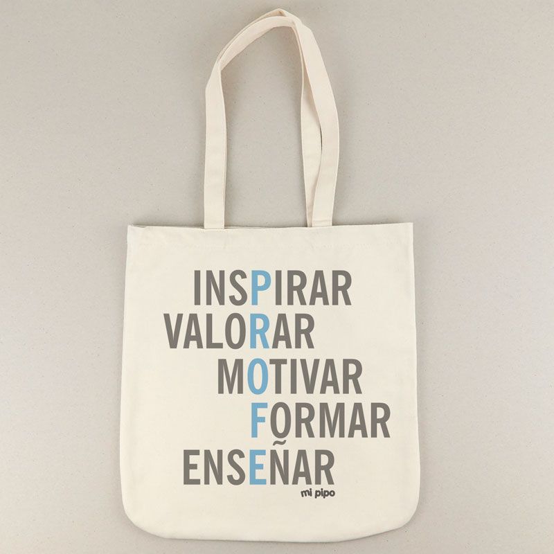 Bolso de Algodón orgánico Profe Adjetivos Azul