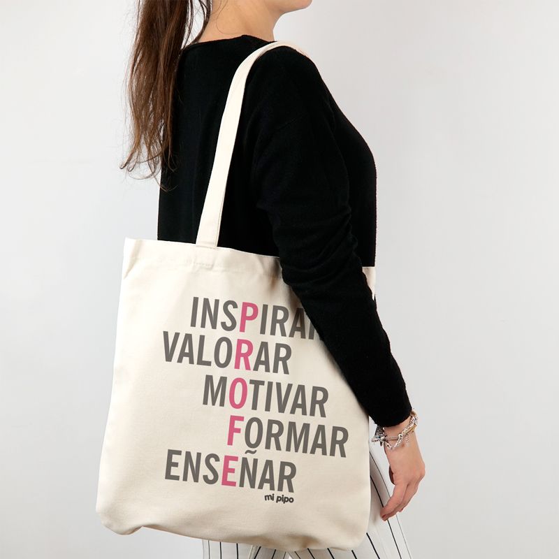Bolso de Algodón orgánico Profe Adjetivos Rosa