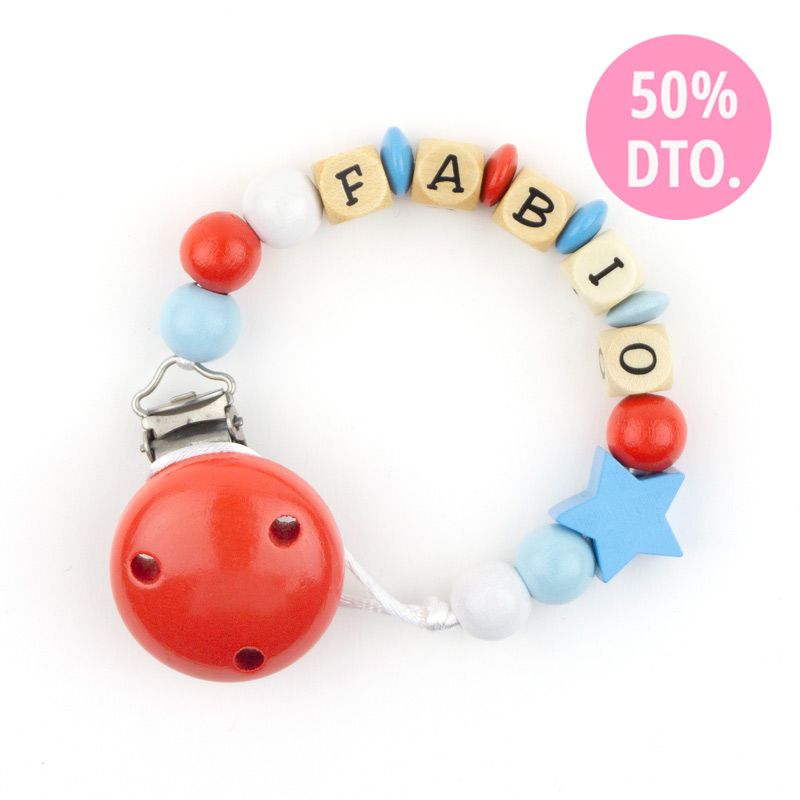 Cadenita de madera personalizada estrella Rojo