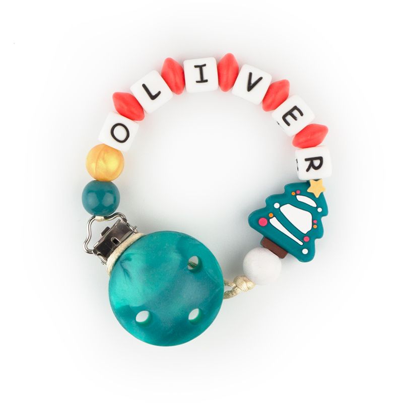 Cadenita de Silicona personalizada Navidad Árbol Verde - Mikeko