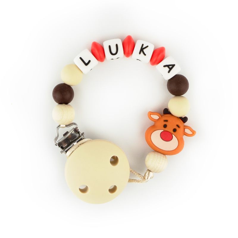 Cadenita de Silicona personalizada Navidad Reno Marrón - Mikeko