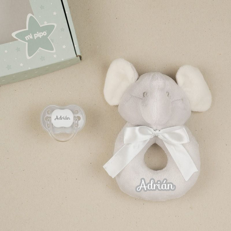 Cajita Sonajero Elefante Gris Personalizada - Mikeko