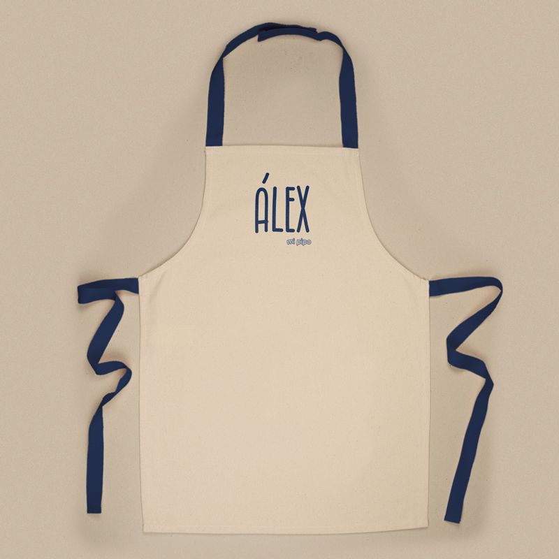 Delantal Infantil Algodón Premium Azul personalizado