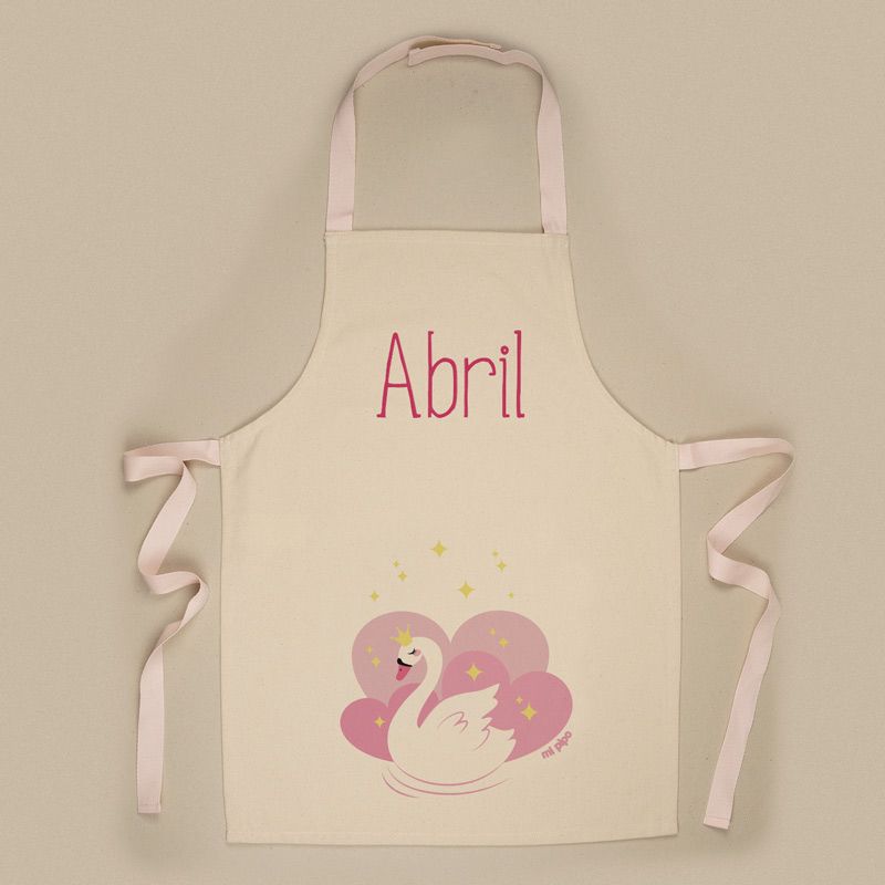Delantal Infantil Algodón Premium Cisne personalizado