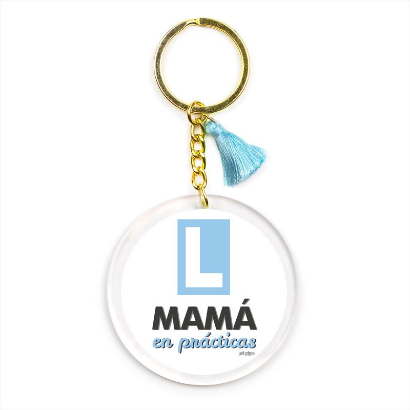 Llavero Metacrilato Mamá en Prácticas Azul