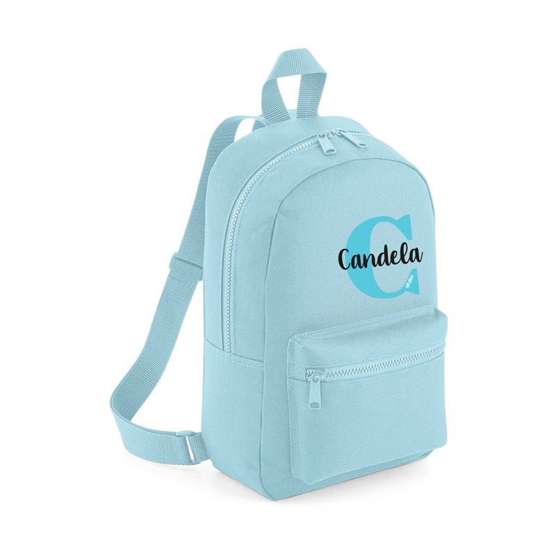 Mochila Medium Nylon Inicial Azul, color a elegir - Mikeko