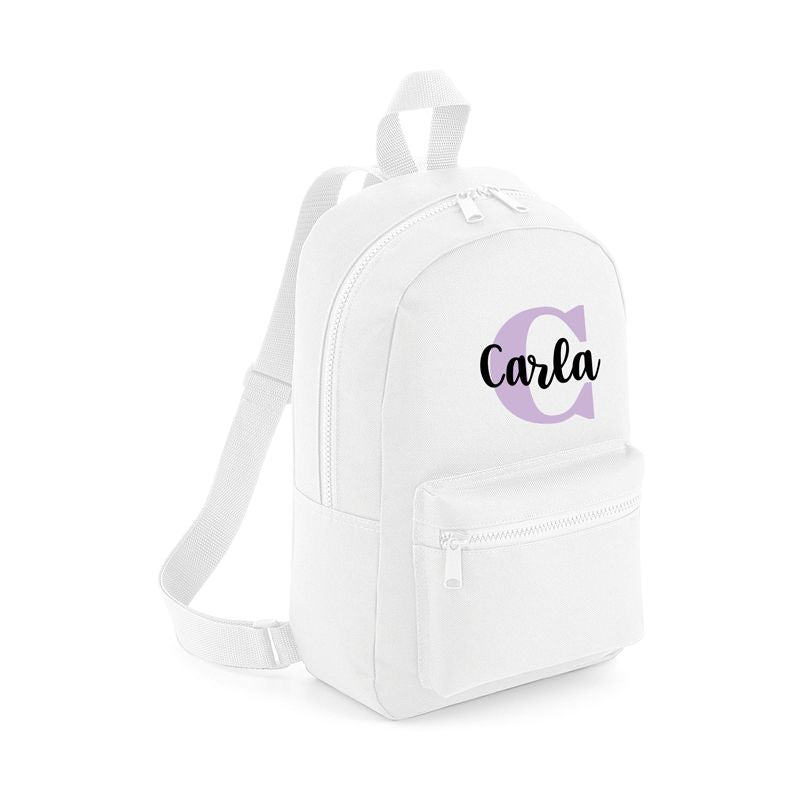 Mochila Medium Nylon Inicial Lila, color a elegir - Mikeko