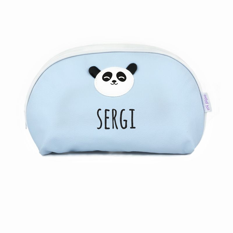 Neceser Polipiel Panda Azul Personalizado - Mikeko