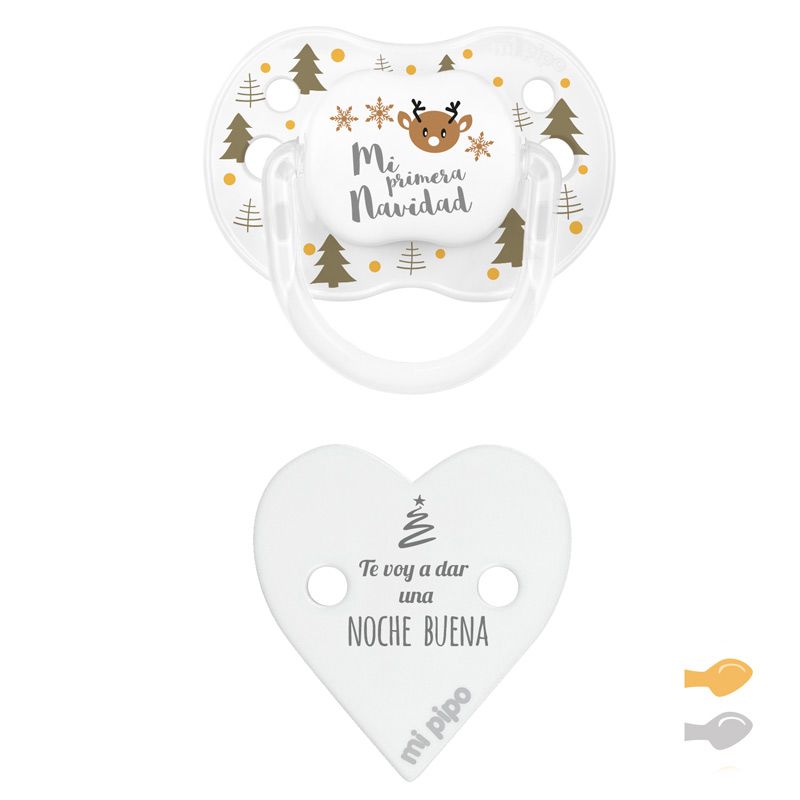 Pack Dúo New Classic Deco Navidad Blanco Árboles Dorados-Broche Corazón Primera Navidad-Noche Buena