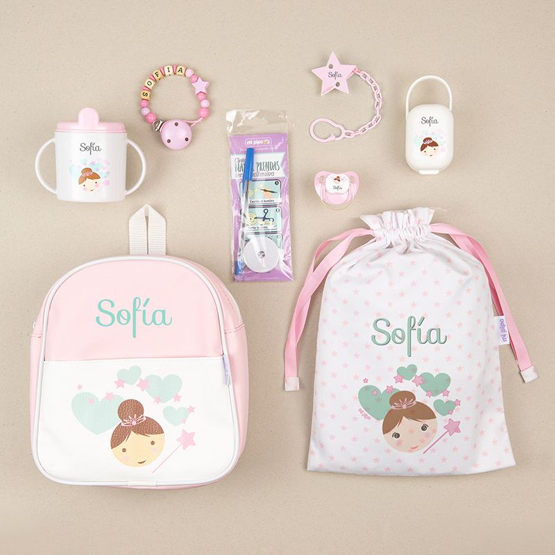 Pack El Primero de la Clase Hada personalizado + Regalo Cadenita Madera