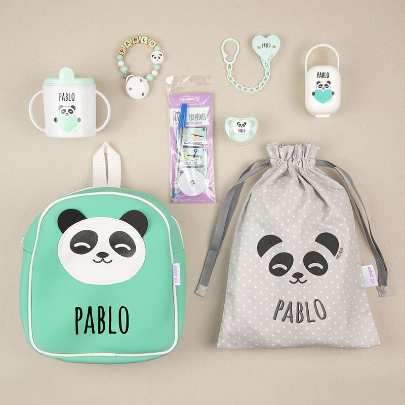 Pack El Primero de la Clase Panda personalizado + Regalo Cadenita Madera