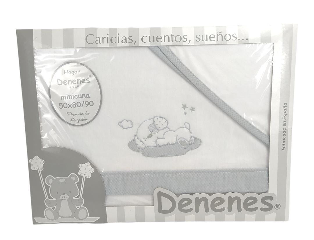 Sabana Franela Minicuna perrito nube Gris