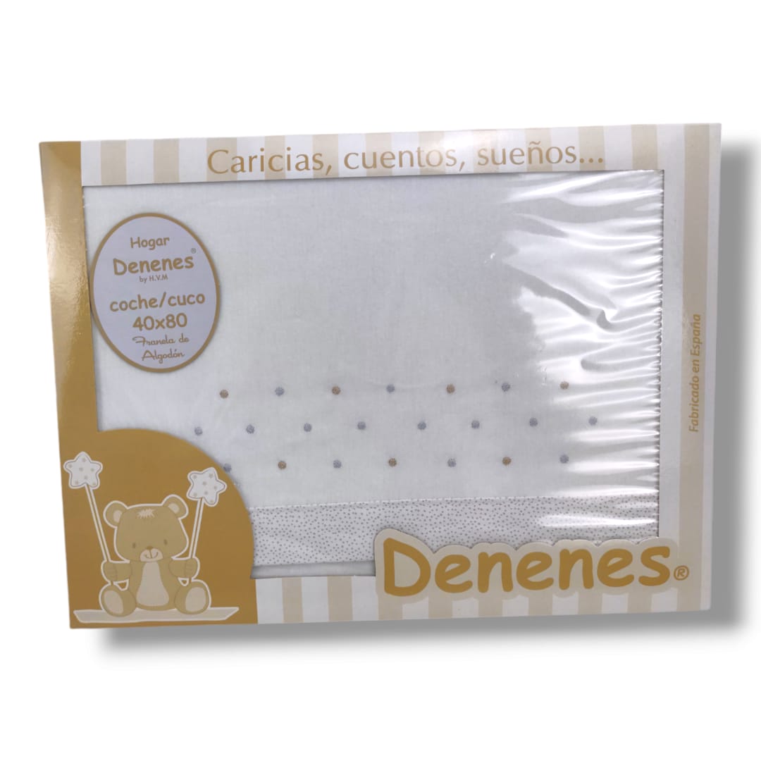 Sabana Franela Topos  Cenefa Beig Coche