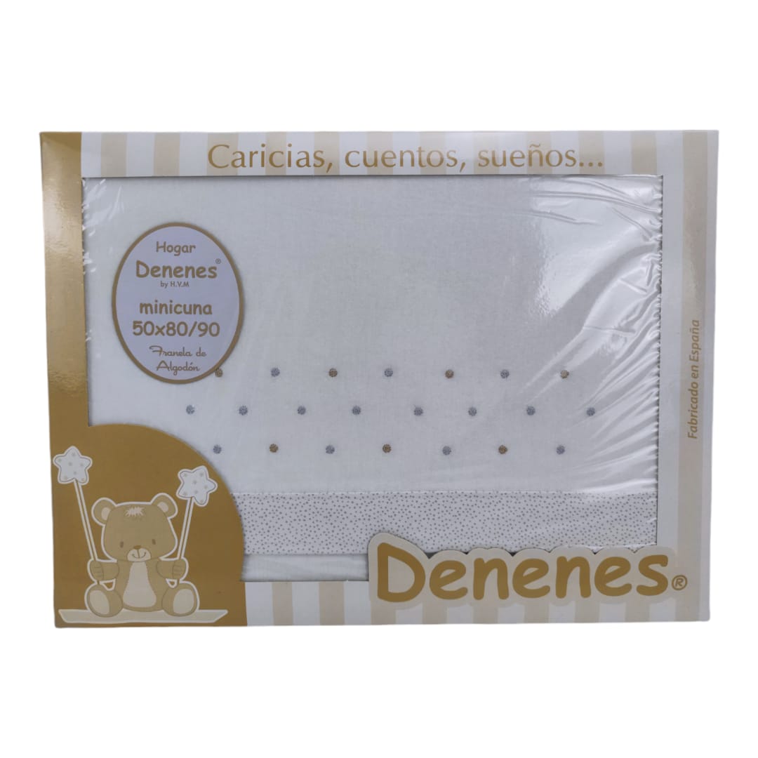 Sabana Franela Topos Cenefa Minicuna Beig