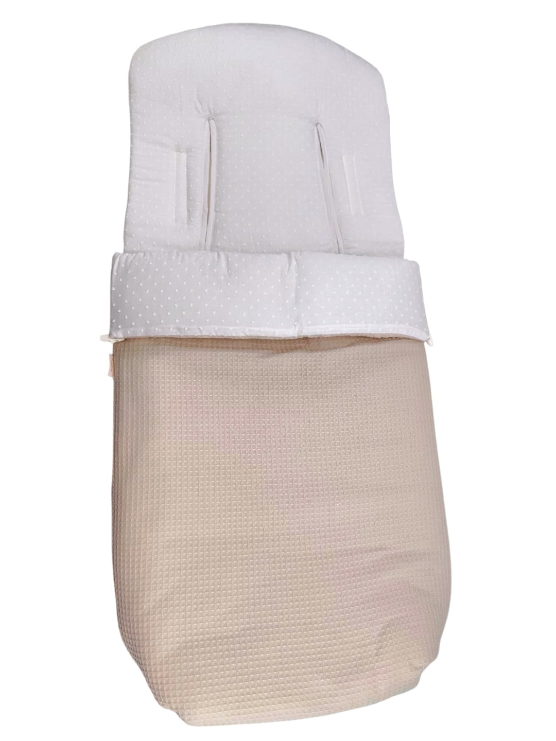 Saco de silla plumeti blanco y gofre Camel