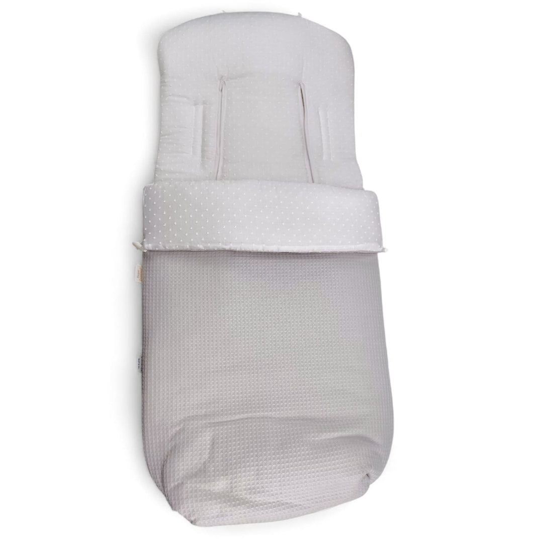 Saco de silla plumeti blanco y gofre Gris