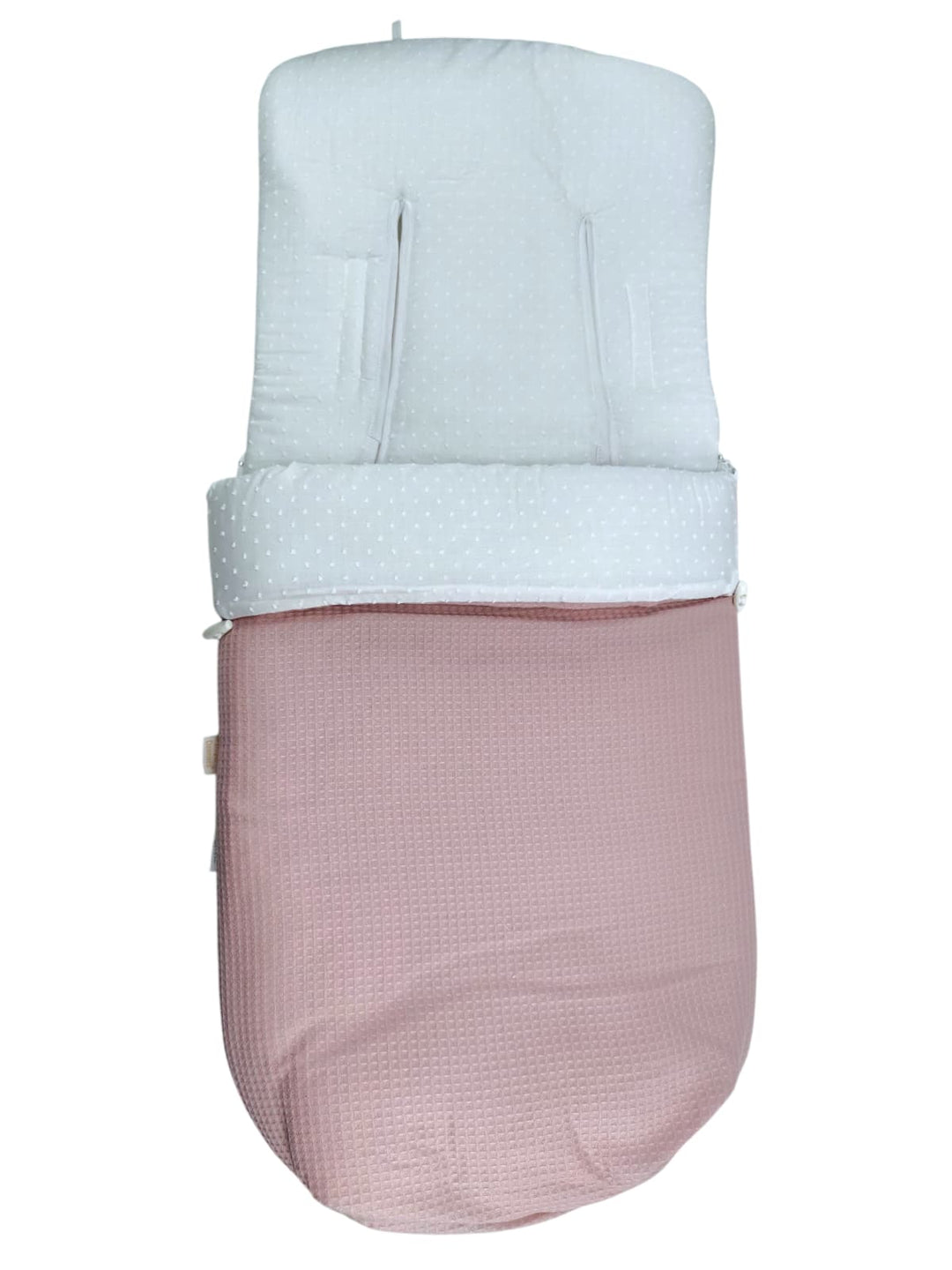 Saco de silla plumeti blanco y gofre Rosa