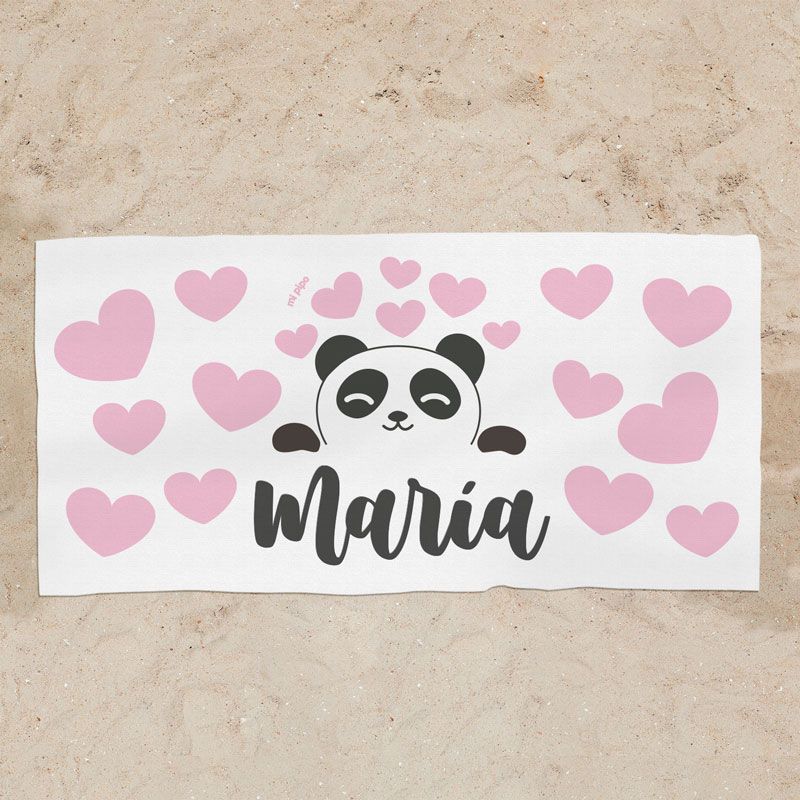 Toalla de baño Premium Panda Rosa Personalizada - Mikeko