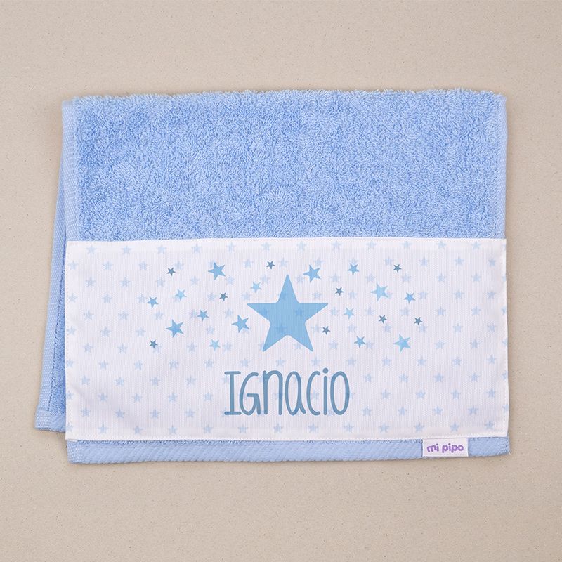 Toallita de Rizo Estrella Azul Personalizada - Mikeko