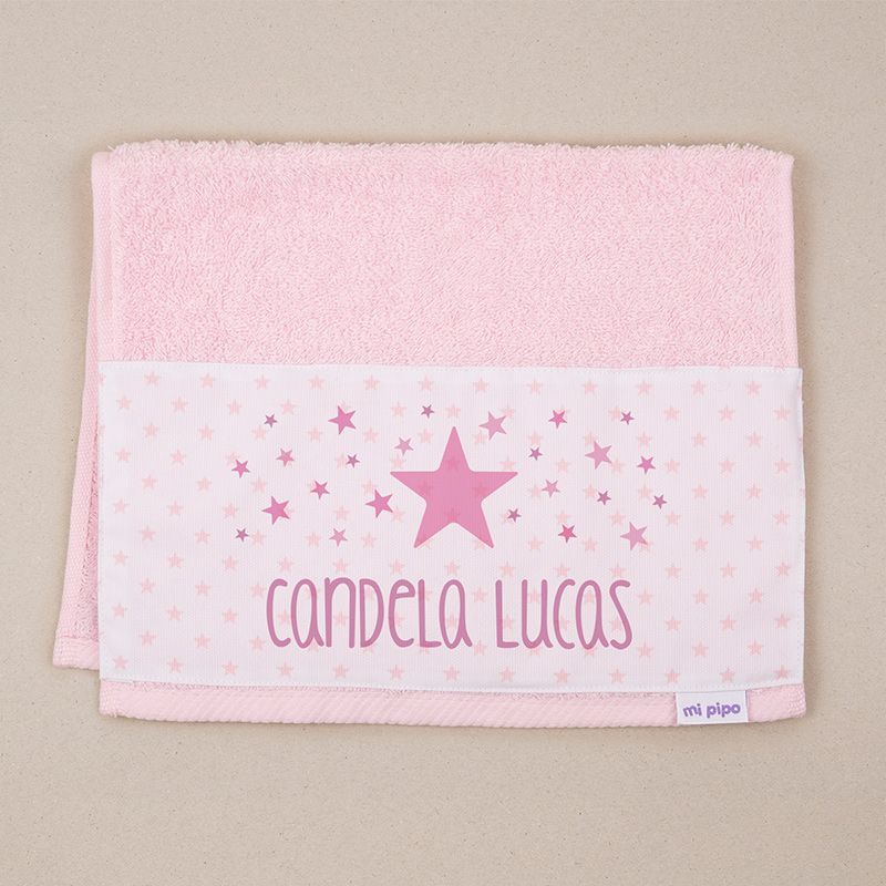 Toallita de Rizo Estrella Rosa Personalizada - Mikeko