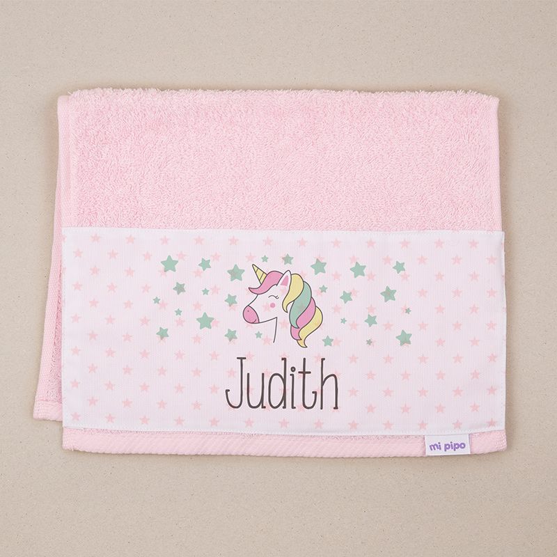 Toallita de Rizo Unicornio Rosa Personalizada - Mikeko