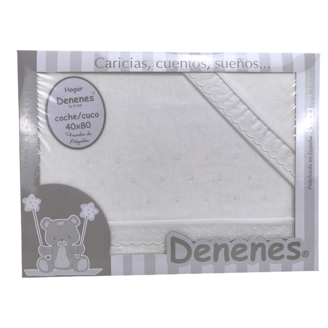 Sabana Franela Topos Blanco Coche