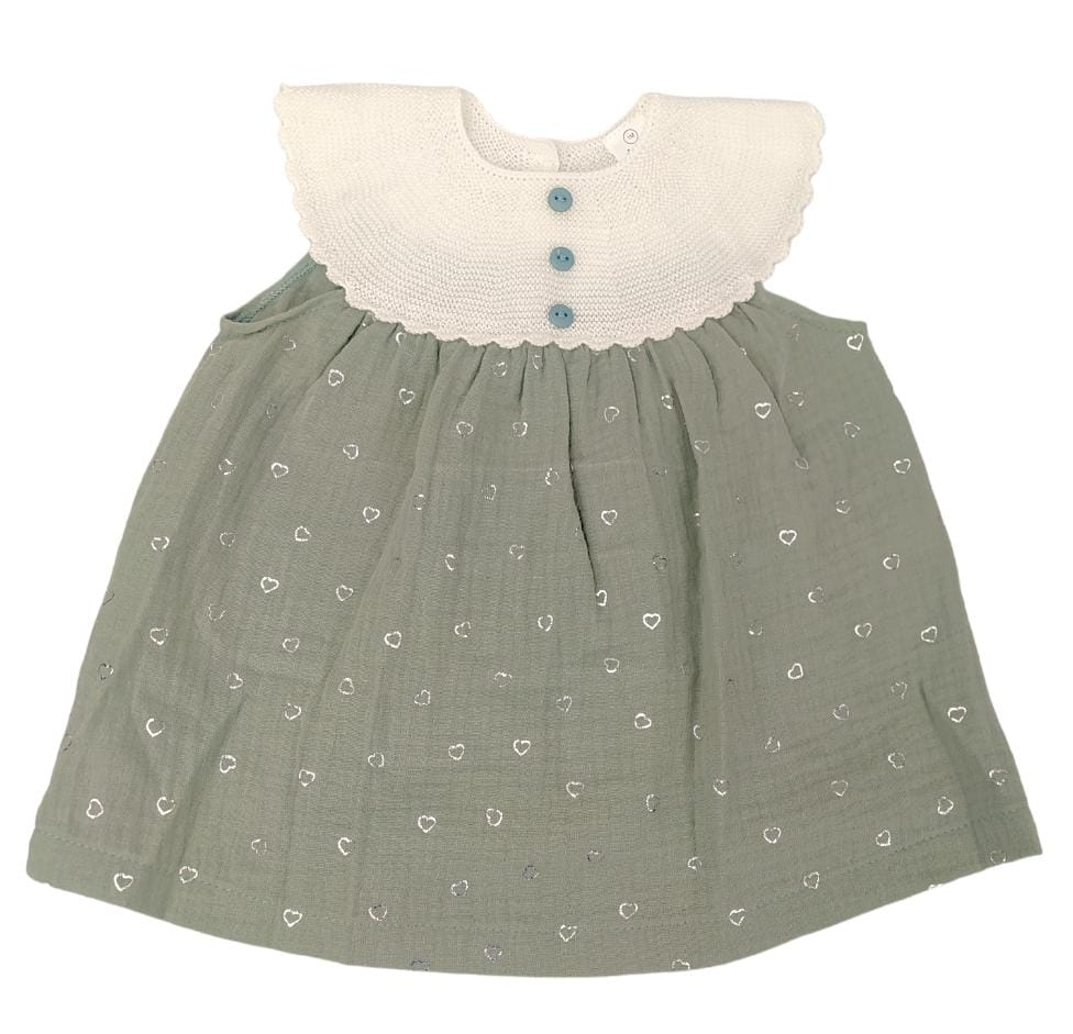 Vestido bebé Corazones Verde