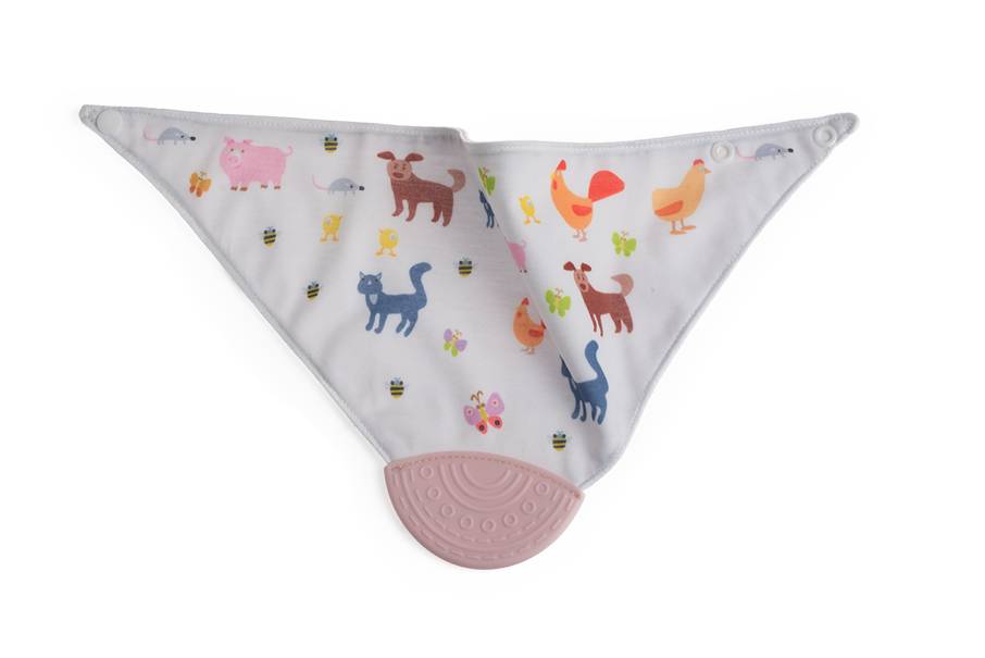 Bandana con mordedor Animales Rosa - Mikeko