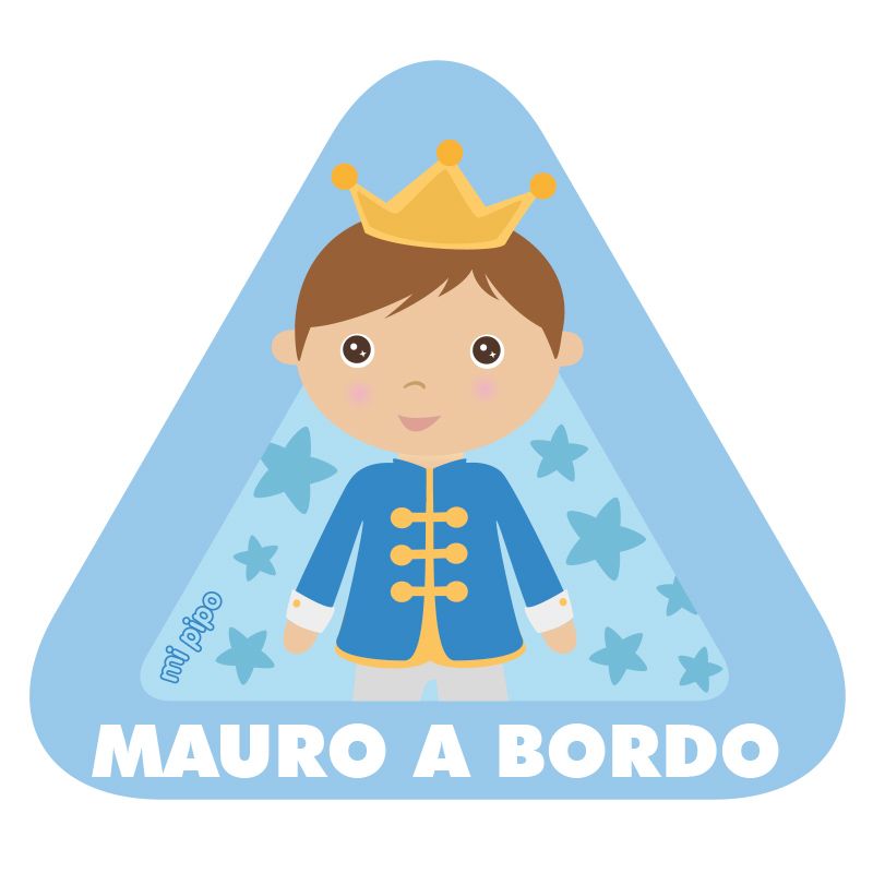 Adhesivo Bebé a bordo Príncipe para coche personalizado - Mikeko