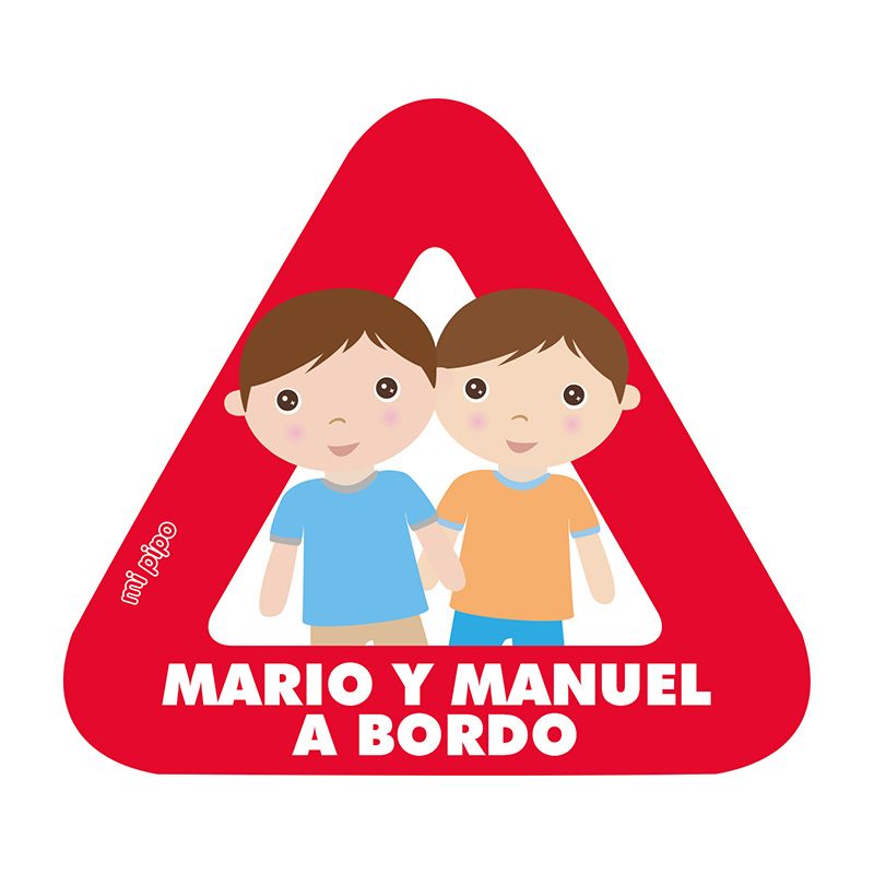 Adhesivo para coche Bebé a bordo Niños gemelos personalizado - Mikeko