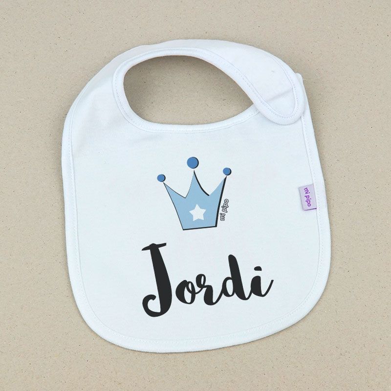 Babero Personalizado Corona Azul - Mikeko